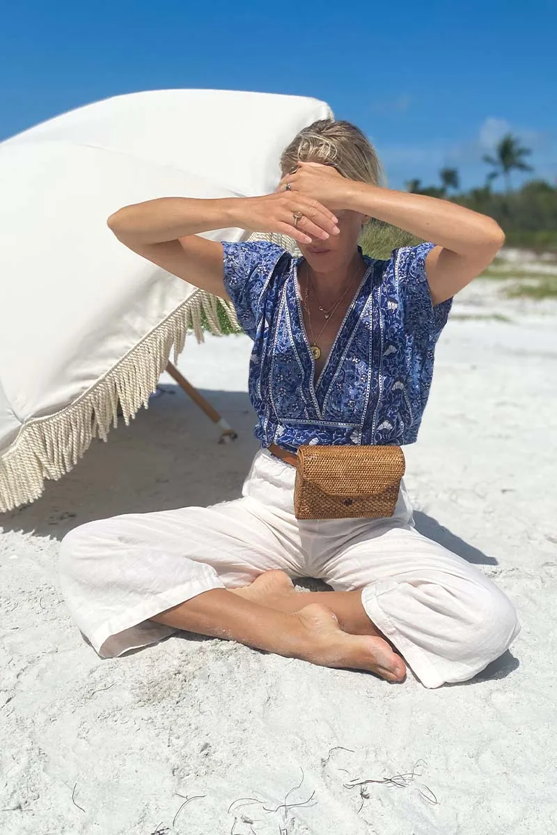 Francina Top - Sea Lurex sold by Emerson Fry