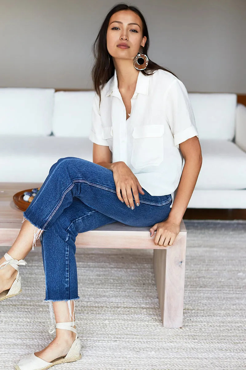 Short Sleeve Utility Shirt - Ivory Linen sold by Emerson Fry product image thumbnail 3