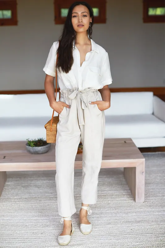 Short Sleeve Utility Shirt - Ivory Linen sold by Emerson Fry