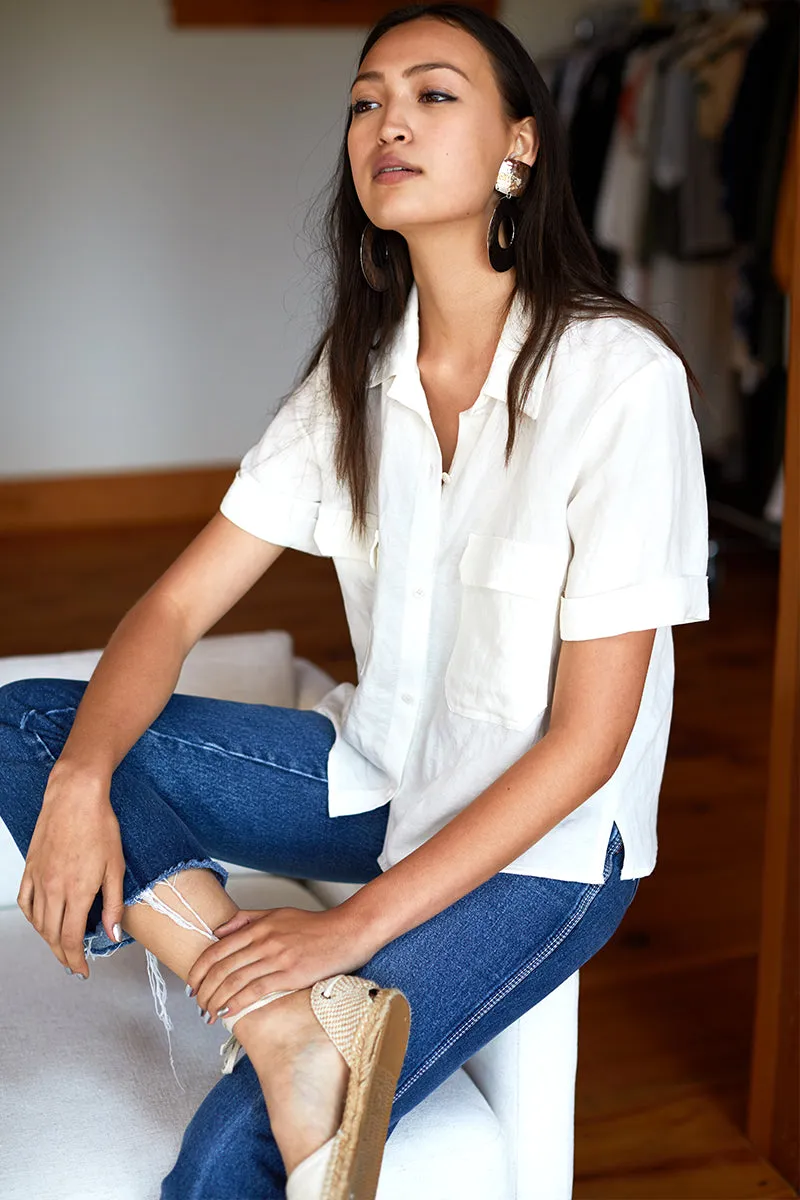 Short Sleeve Utility Shirt - Ivory Linen sold by Emerson Fry product image thumbnail 2