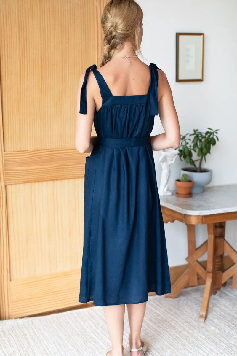 Izzy Long Dress - Maritime Linen sold by Emerson Fry product image thumbnail 4
