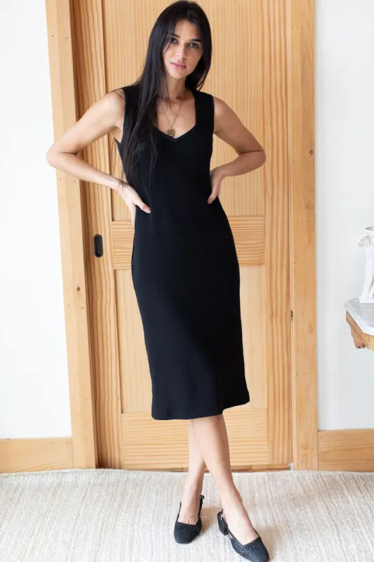 Nadja Knit Dress - Black Hemp Cotton Rib Organic sold by Emerson Fry
