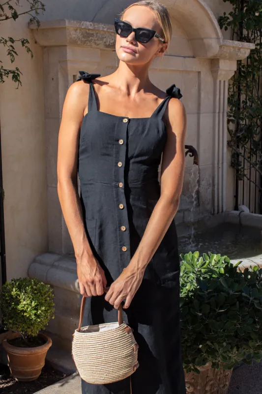 Lillian Dress - Black Linen sold by Emerson Fry