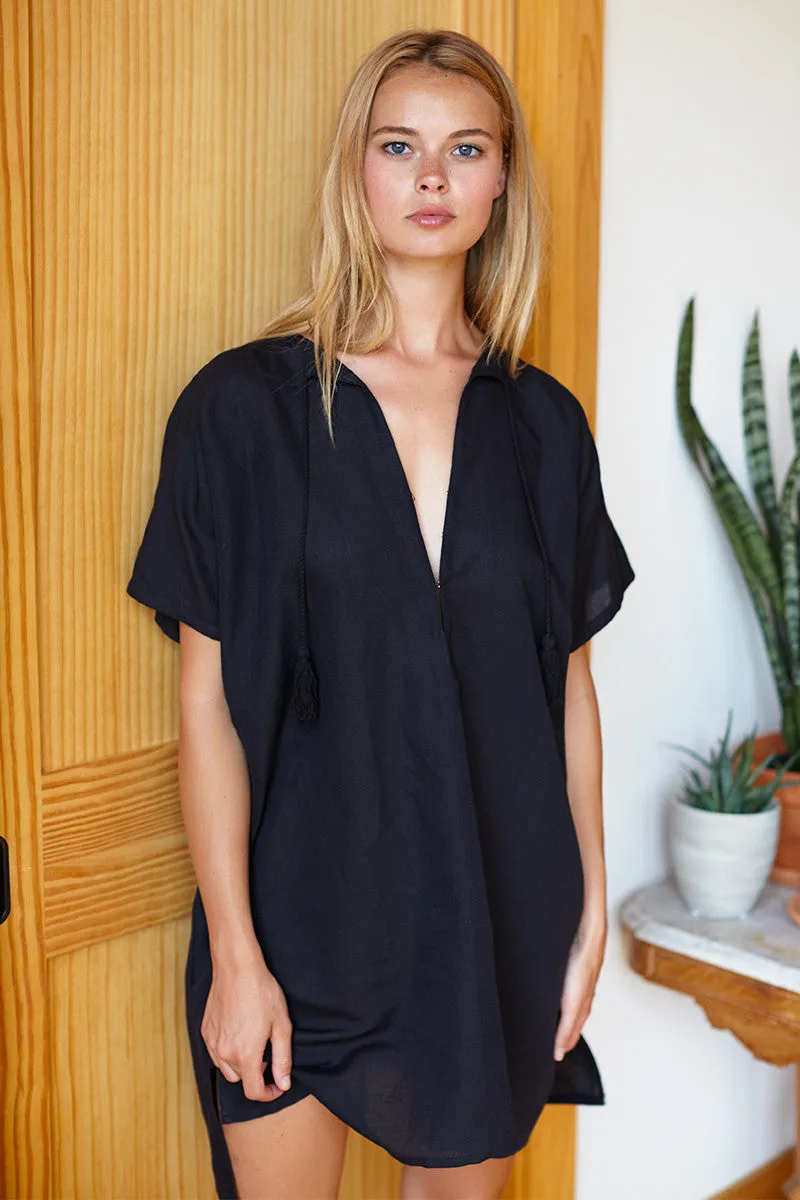 Organic Linen Caftan - Black sold by Emerson Fry product image thumbnail 2
