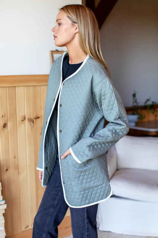 India Quilted Coat - Sage Organic sold by Emerson Fry