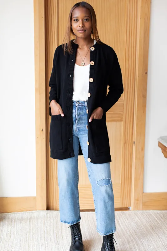 Long Cardigan - Black Organic made by Emerson Fry