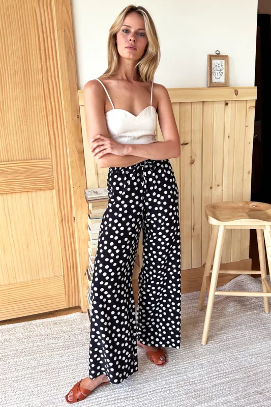 Sharon Pants - Painterly Dots Black + Ivory sold by Emerson Fry