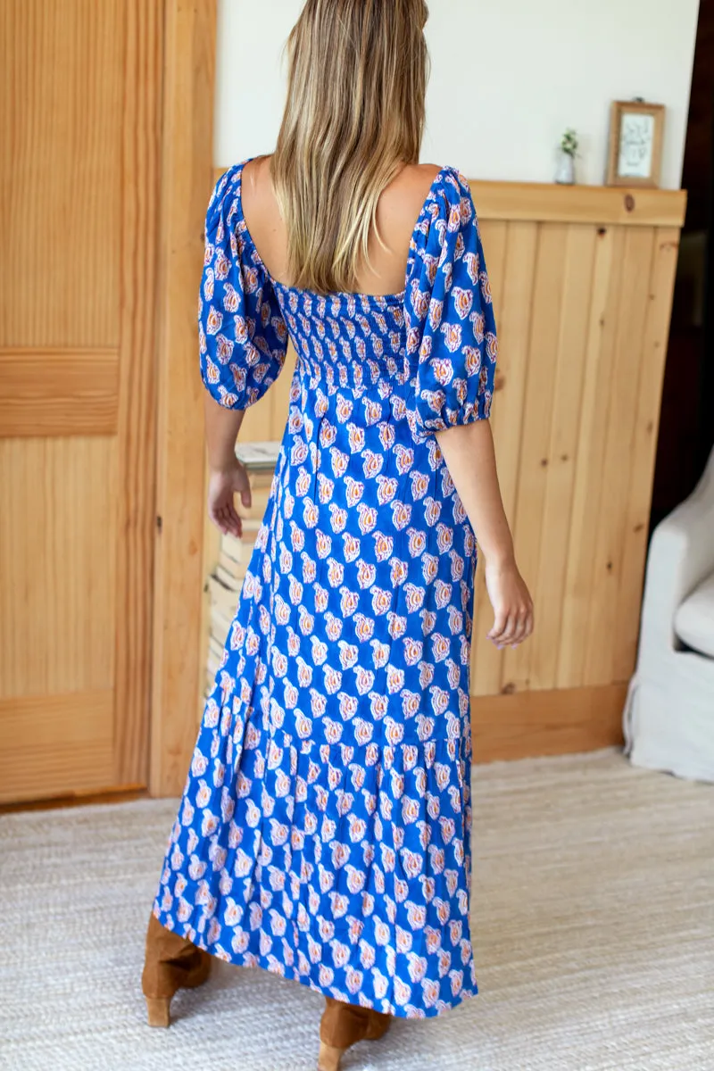 Santiago 3 Maxi Dress - Blue Paisley Flower Satin sold by Emerson Fry product image thumbnail 4