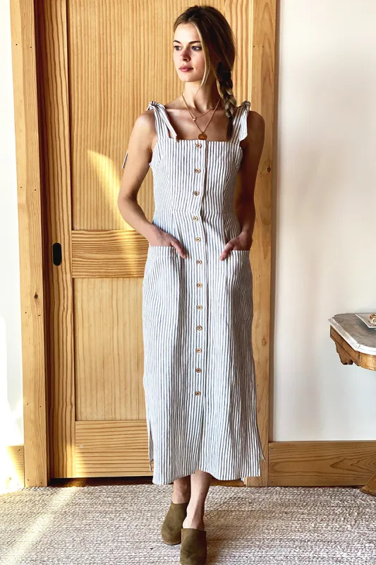 Lillian Dress - Charcoal Stripe made by Emerson Fry