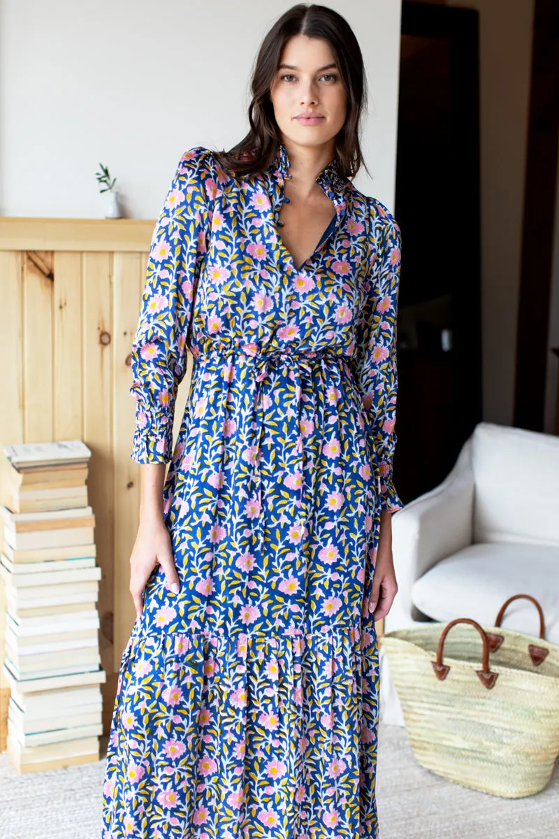 Lucybella Maxi Dress 2 - Blue Chrysanthemum Satin sold by Emerson Fry product image thumbnail 2