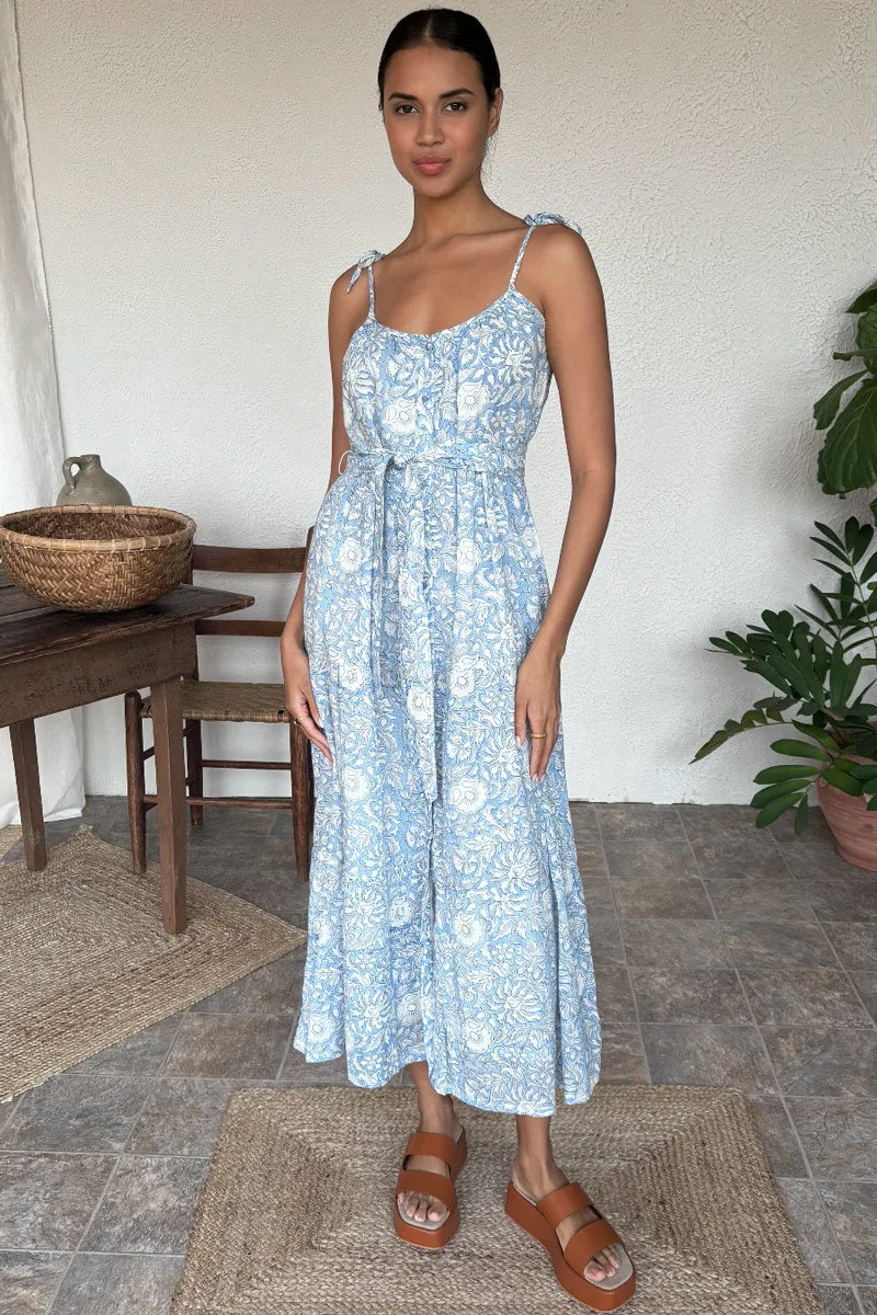 India Button Front Sundress 2 - Arbor Blissful Blue Organic sold by Emerson Fry