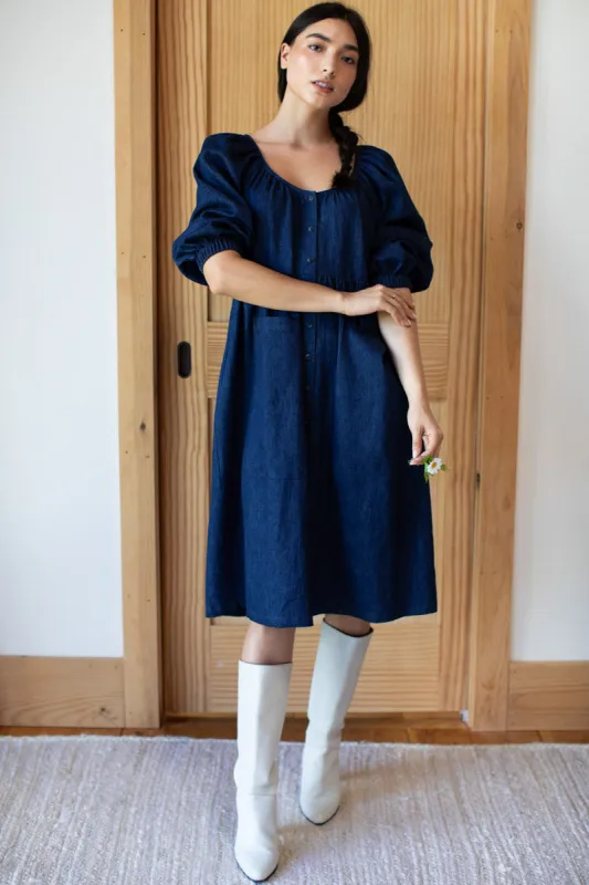 Denim Market Dress - Indigo Hemp Organic sold by Emerson Fry
