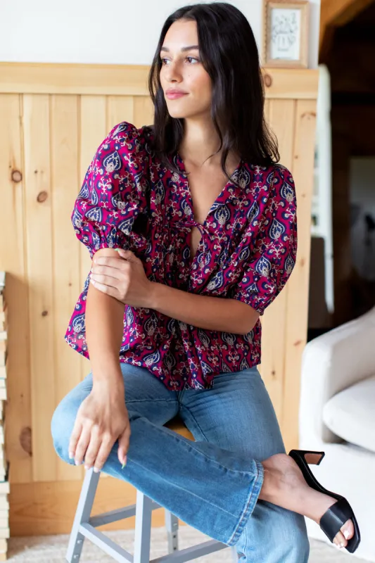 Puff Isla Top - Pink Indigo Organic sold by Emerson Fry