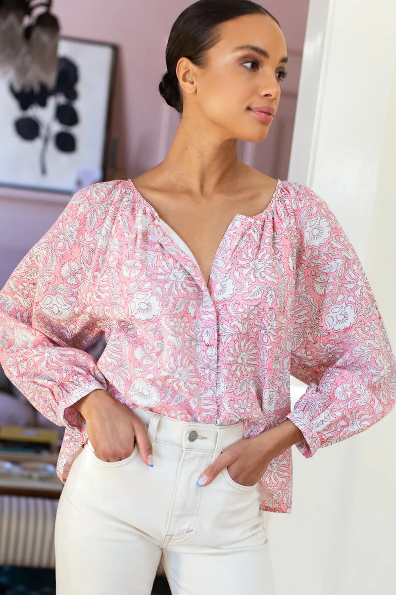 Frances Blouse - Devina Flowers Pink Organic sold by Emerson Fry product image thumbnail 2