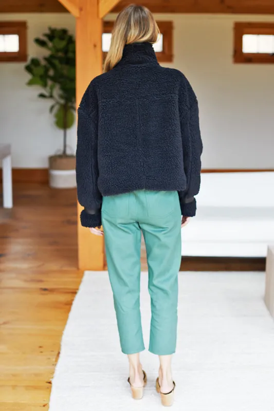 Cozy High Neck Jacket - Black Shearling sold by Emerson Fry