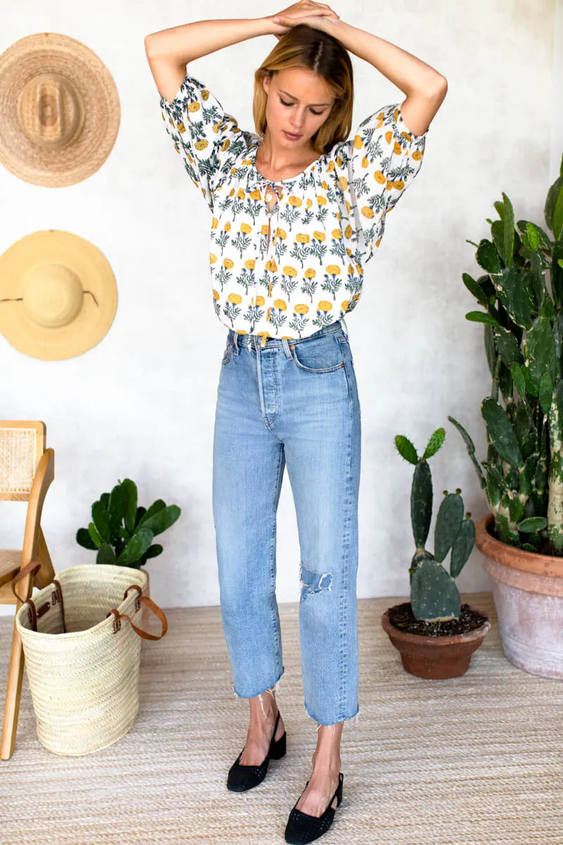 Lucy Blouse - Big Marigolds White Organic sold by Emerson Fry product image thumbnail 5