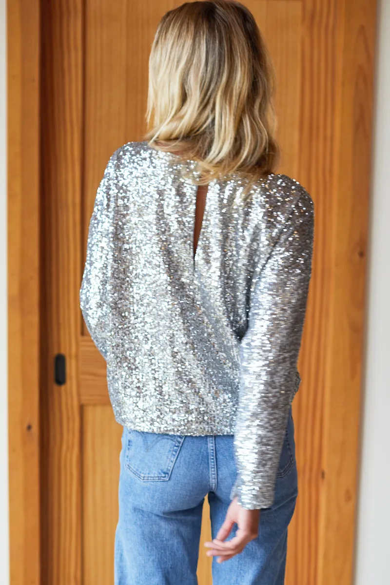 2020 Keyhole Top - Silver Sequin sold by Emerson Fry product image thumbnail 3