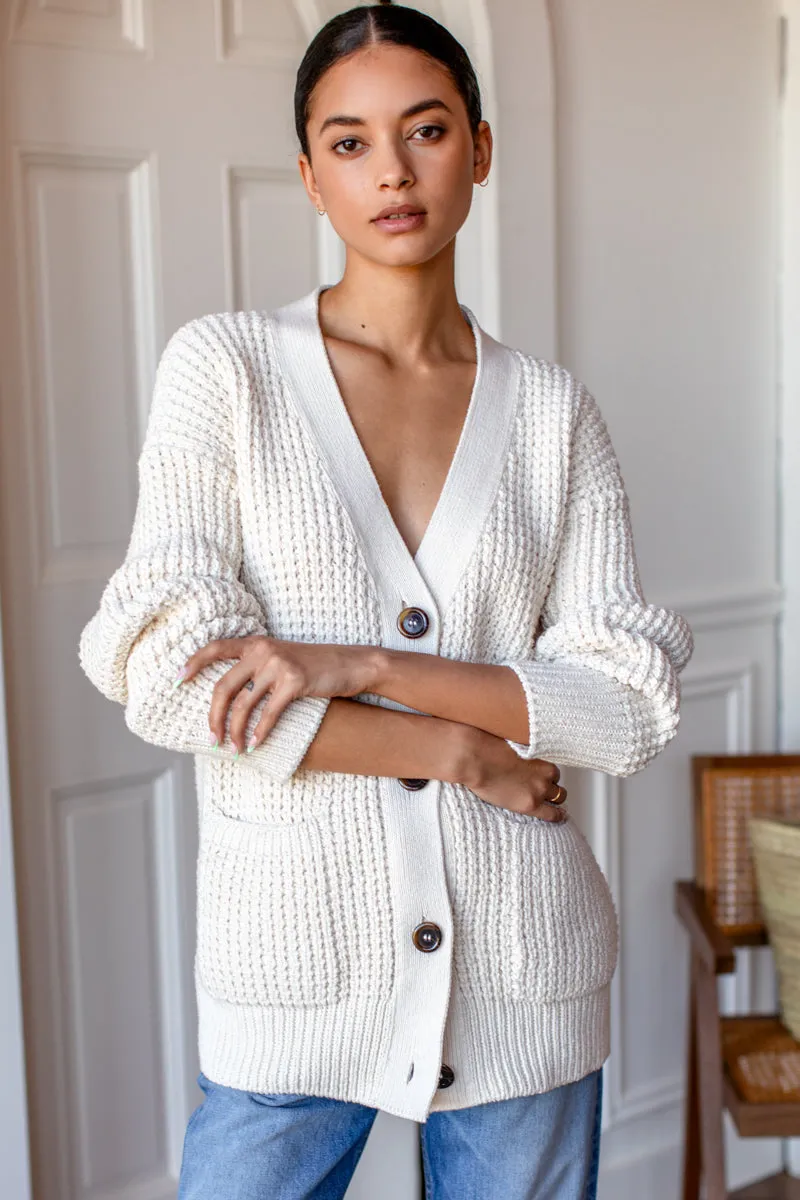Cozy Cotton Cardigan - Ivory Tanguis Cotton sold by Emerson Fry
