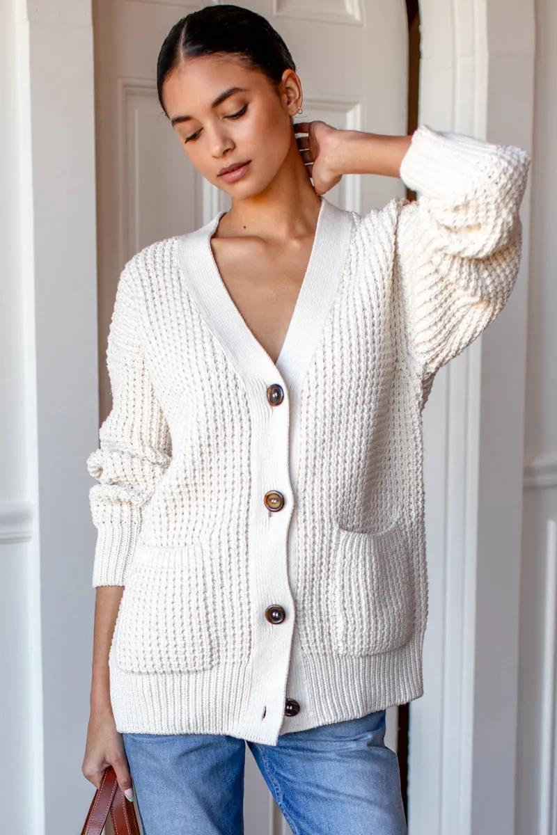 Cozy Cotton Cardigan - Ivory Tanguis Cotton sold by Emerson Fry product image thumbnail 3