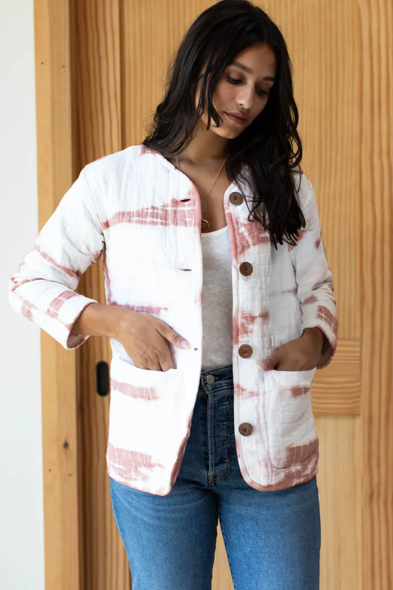 India Quilted Jacket - Dark Rose Tie Dye Organic sold by Emerson Fry