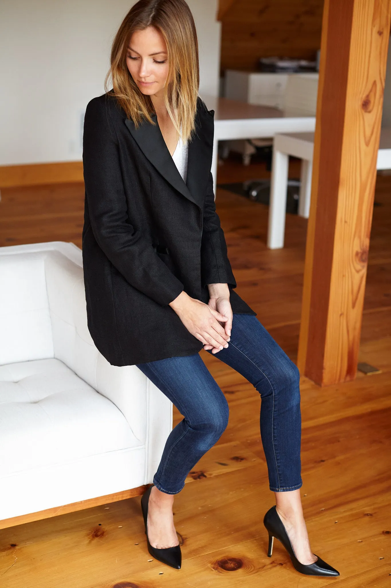 Linen Tux Jacket - Black sold by Emerson Fry