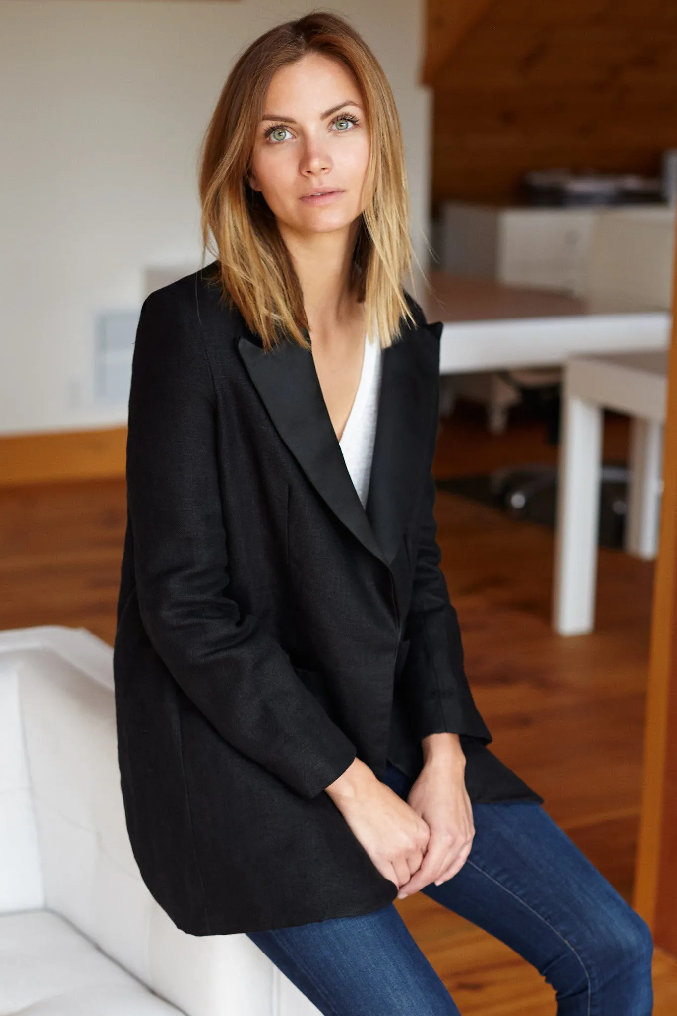 Linen Tux Jacket - Black sold by Emerson Fry product image thumbnail 2