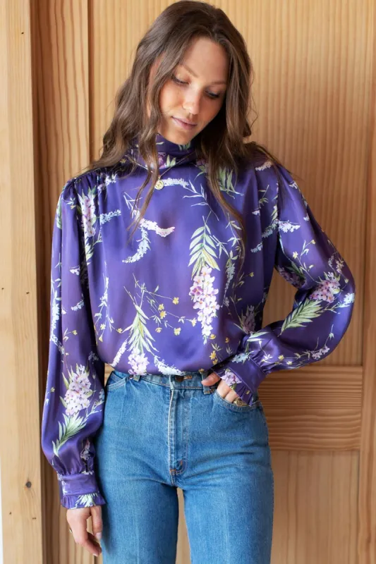 Frederique Blouse - Lavender Floral Silk sold by Emerson Fry