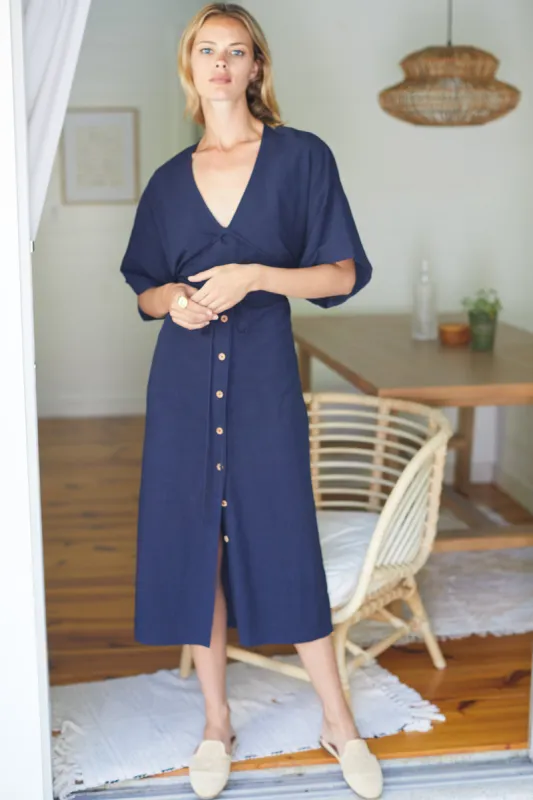 Delphine Button Front Dress - Maritime Linen sold by Emerson Fry