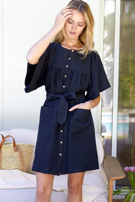 Marion Button Dress - Black sold by Emerson Fry