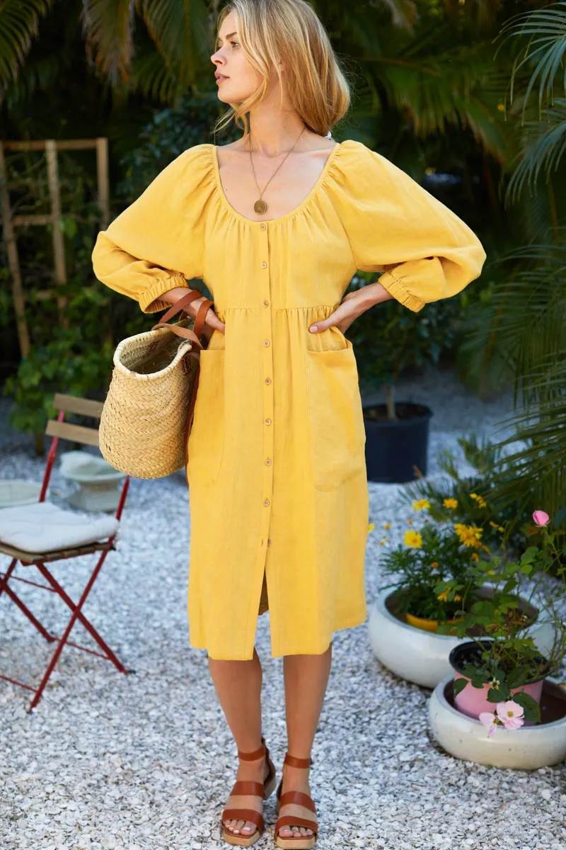 Jasmine Button Midi Dress - Honey Linen sold by Emerson Fry product image thumbnail 3