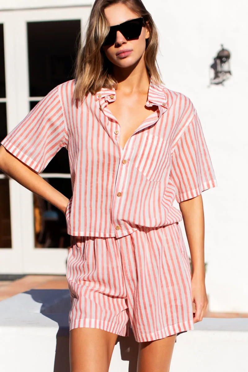 Boxy Shirt - Muted Clay Stripe Organic sold by Emerson Fry