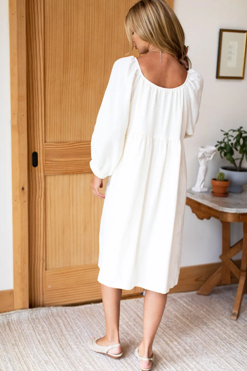 Jasmine Button Midi Dress - Salt Linen sold by Emerson Fry product image thumbnail 4