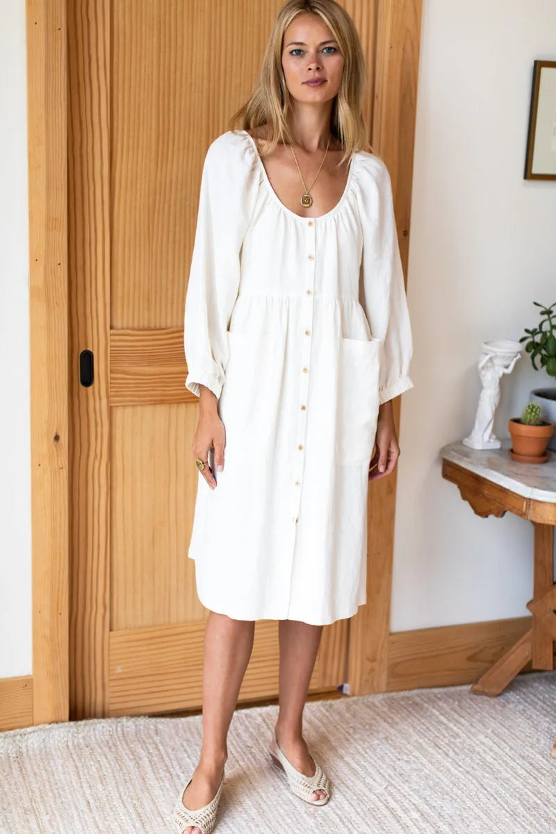 Jasmine Button Midi Dress - Salt Linen sold by Emerson Fry product image thumbnail 5
