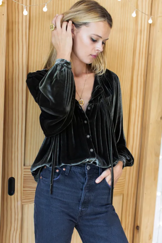 Poet Blouse - Bark Silk Velvet sold by Emerson Fry