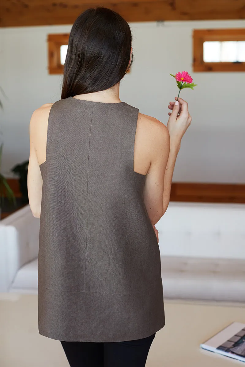 A Line Mod Top - Army Linen sold by Emerson Fry