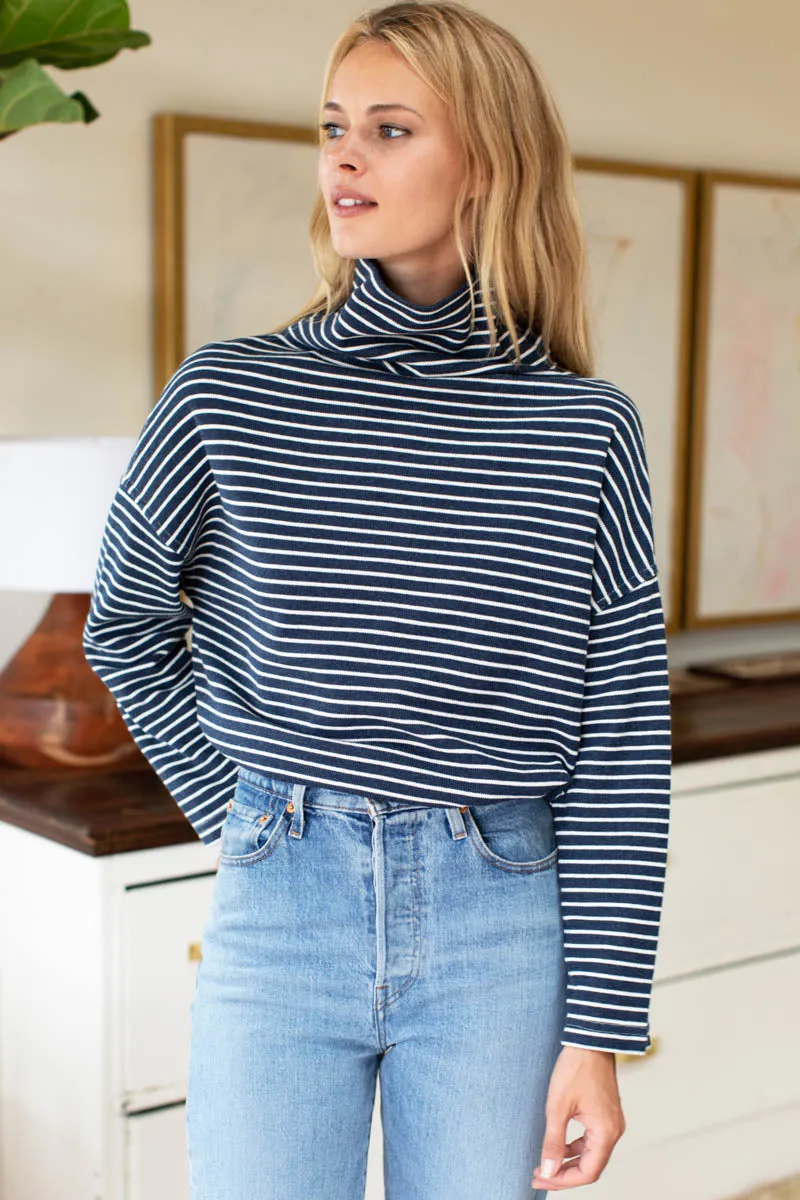 FW23 Funnel Neck Top - Navy Stripe sold by Emerson Fry product image thumbnail 3