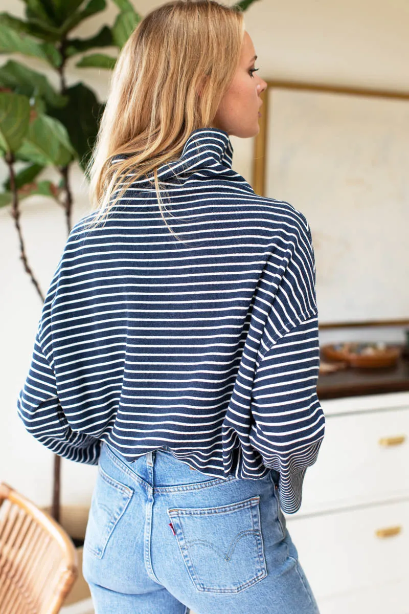 FW23 Funnel Neck Top - Navy Stripe sold by Emerson Fry product image thumbnail 4