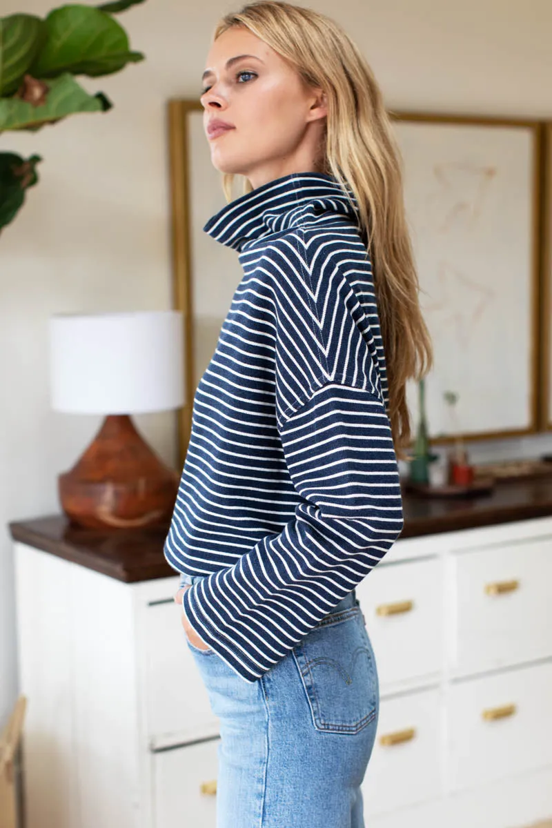 FW23 Funnel Neck Top - Navy Stripe sold by Emerson Fry product image thumbnail 2