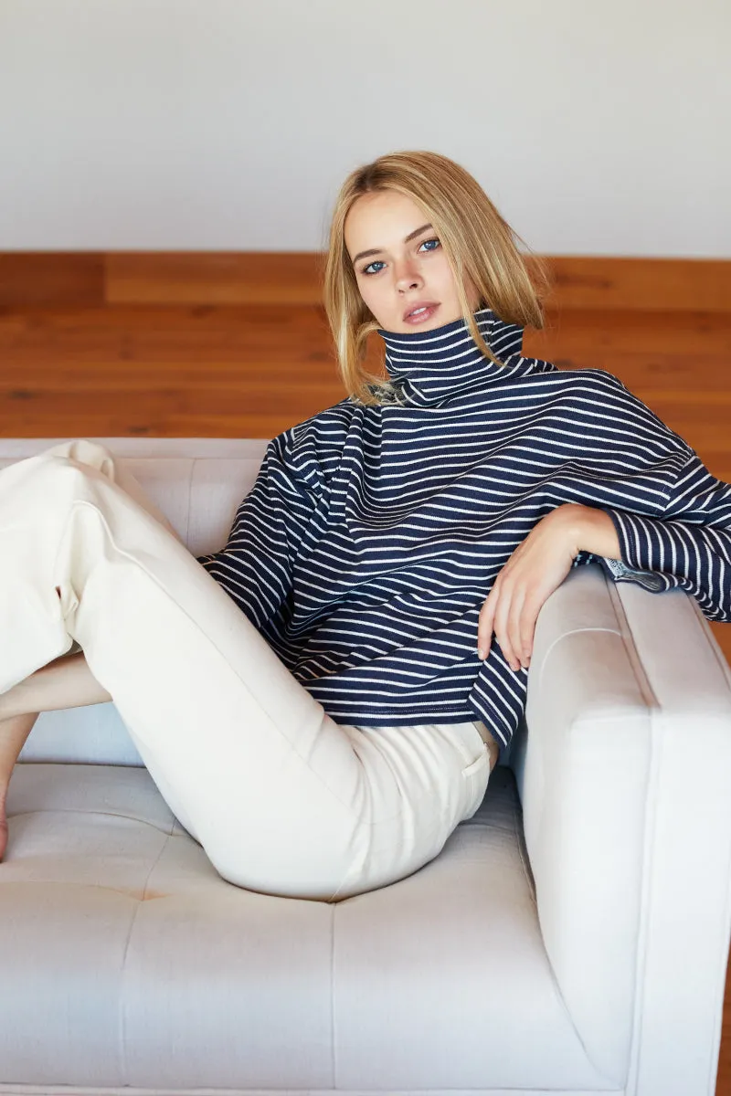 FW23 Funnel Neck Top - Navy Stripe sold by Emerson Fry product image thumbnail 5