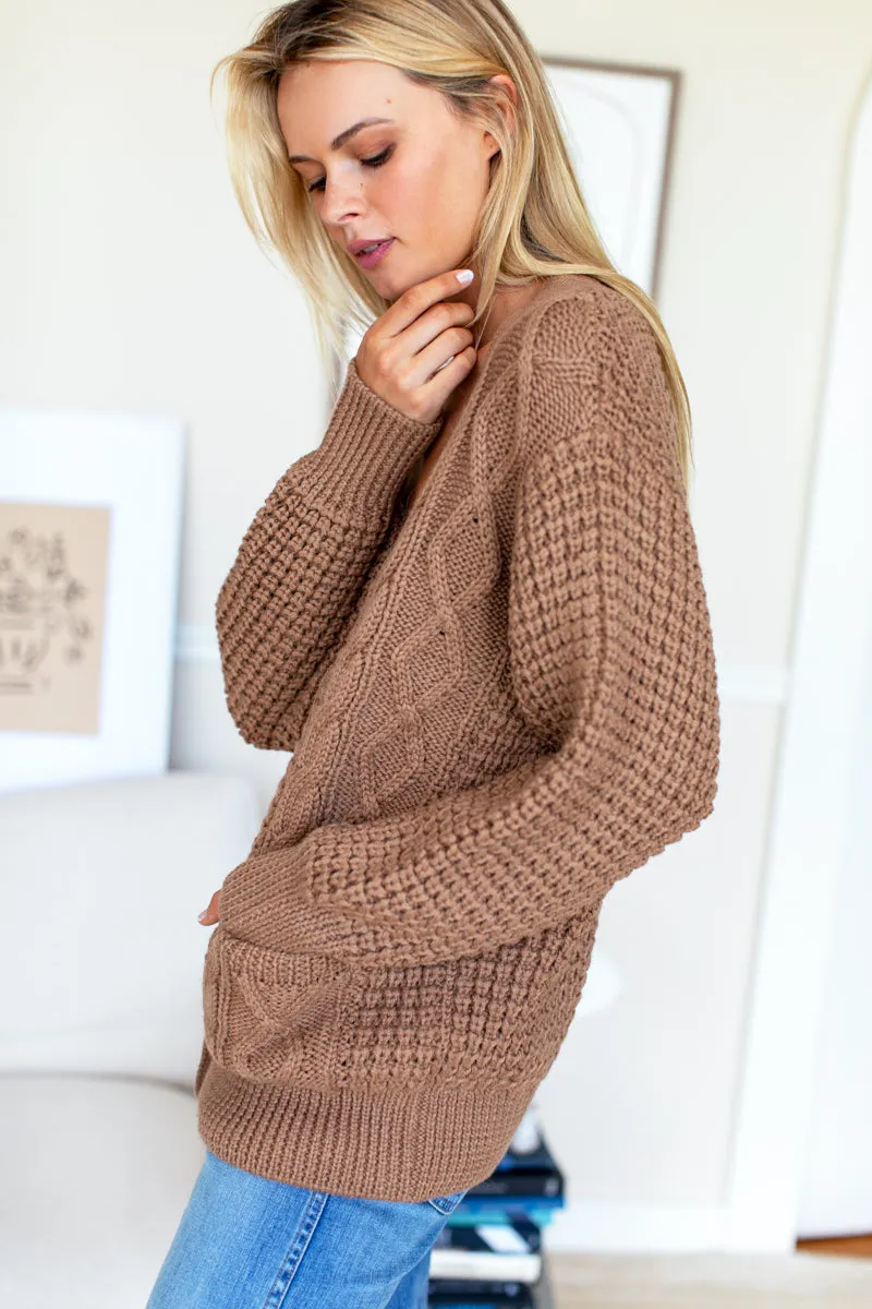 Cozy Cable Cardigan - Cocoa Alpaca sold by Emerson Fry product image thumbnail 4
