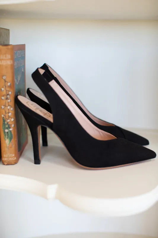 Frankie Heel - Black Suede sold by Emerson Fry