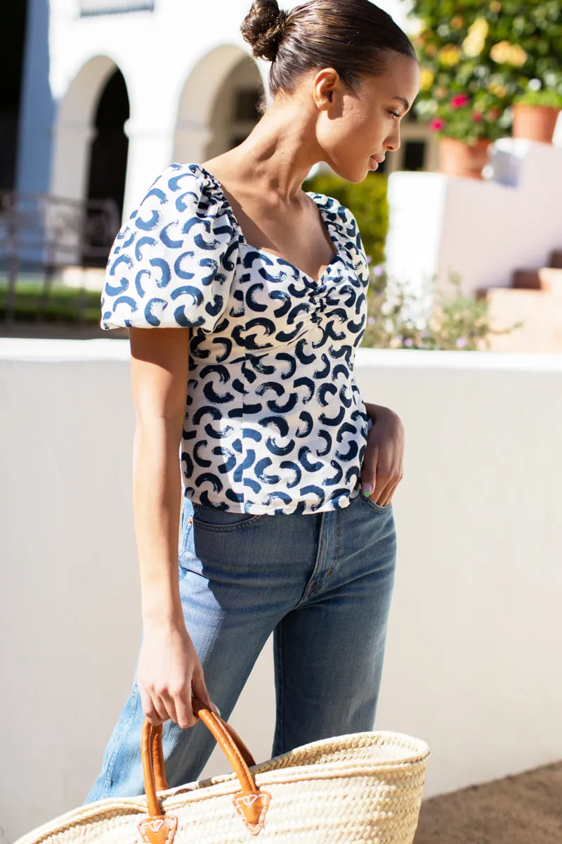 Frankie + Lou Top - Brush Strokes Pearl + Majolica Linen sold by Emerson Fry product image thumbnail 4