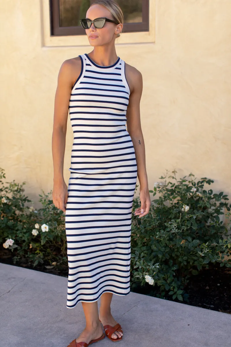 Racerback Tank Maxi Dress - Navy Stripe Rib sold by Emerson Fry product image thumbnail 3