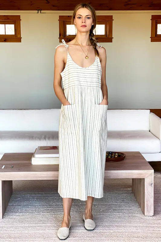 Livia Sundress - Ivory Charcoal Stripe Organic sold by Emerson Fry