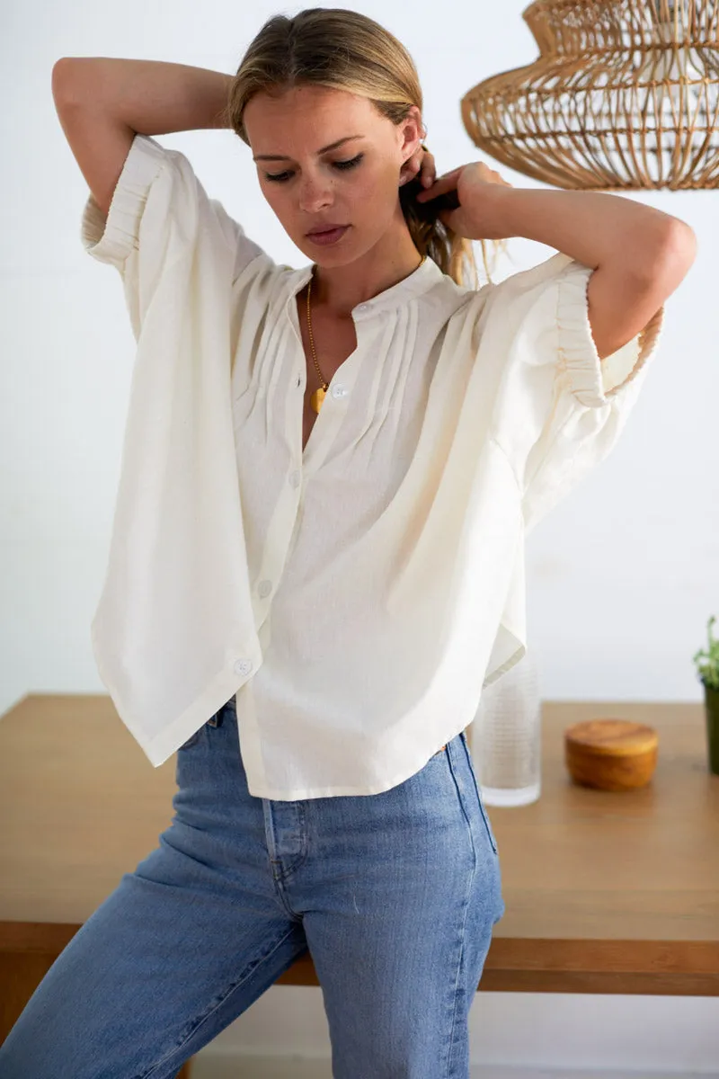 Mandarin Collar Top - Ivory Organic sold by Emerson Fry product image thumbnail 2
