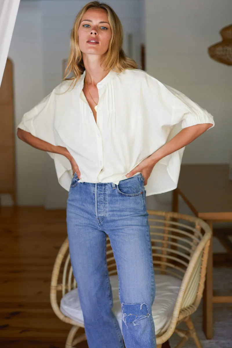 Mandarin Collar Top - Ivory Organic sold by Emerson Fry product image thumbnail 5