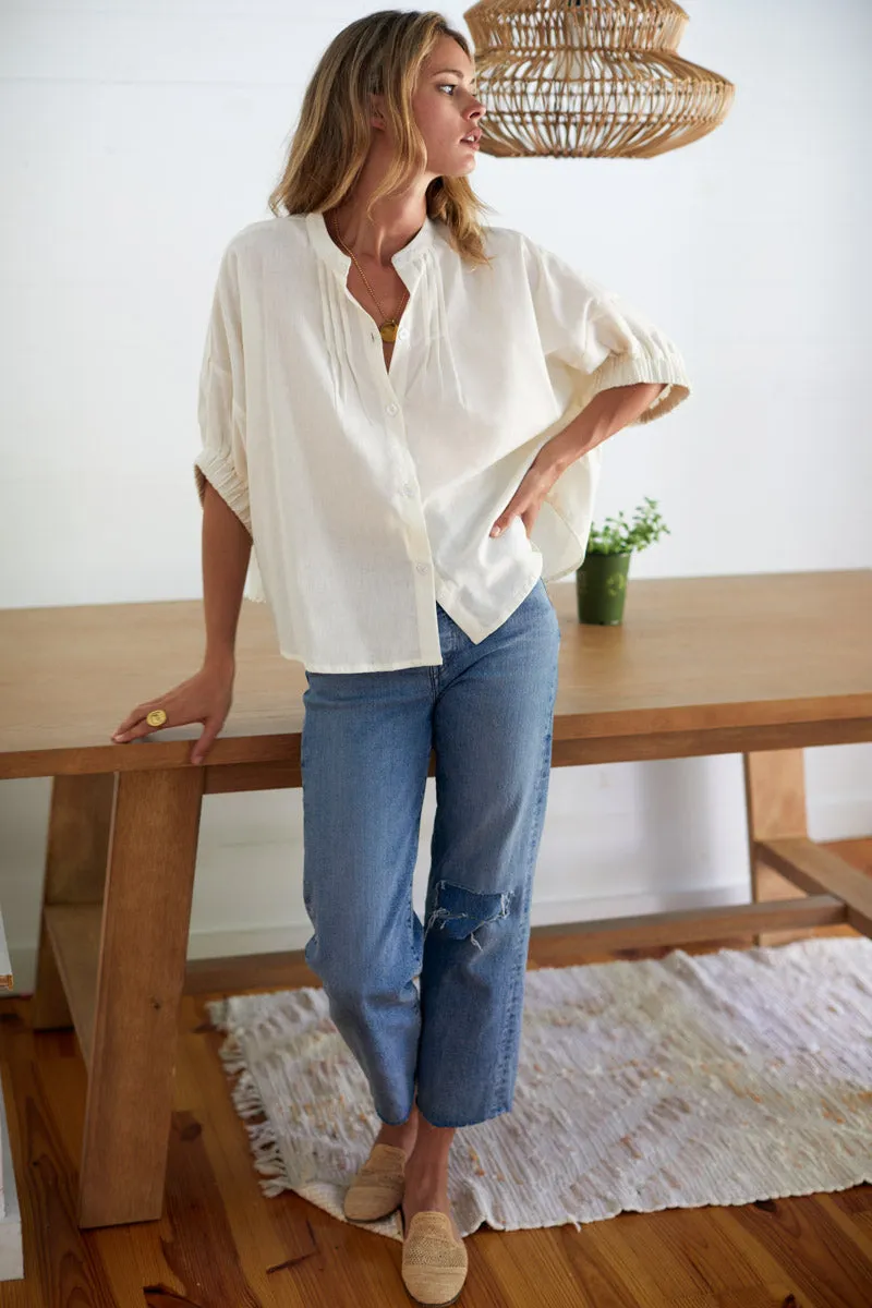 Mandarin Collar Top - Ivory Organic sold by Emerson Fry product image thumbnail 3