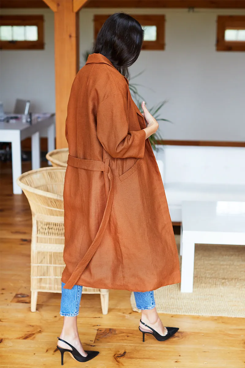 Drop Shoulder Coat - Sienna Linen sold by Emerson Fry product image thumbnail 3