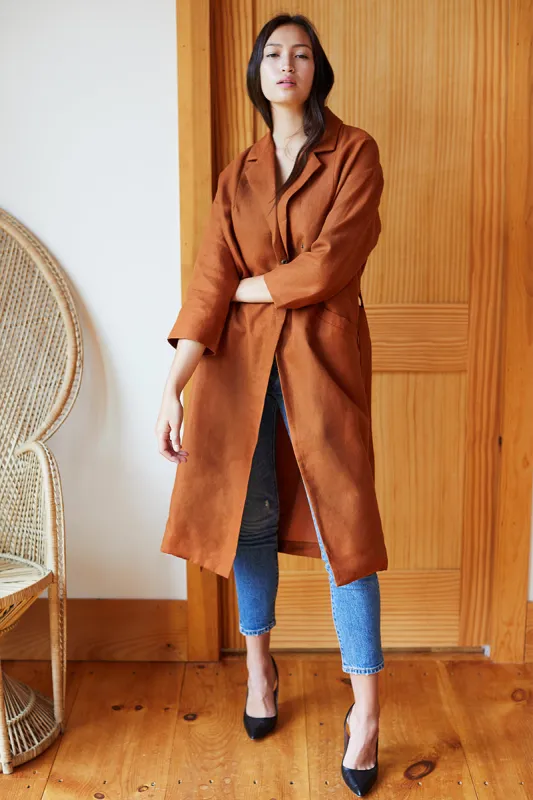 Drop Shoulder Coat - Sienna Linen sold by Emerson Fry