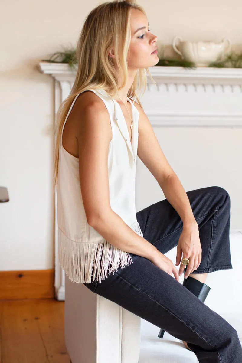 Cut Out Fringe Top - Pearled Ivory sold by Emerson Fry product image thumbnail 5